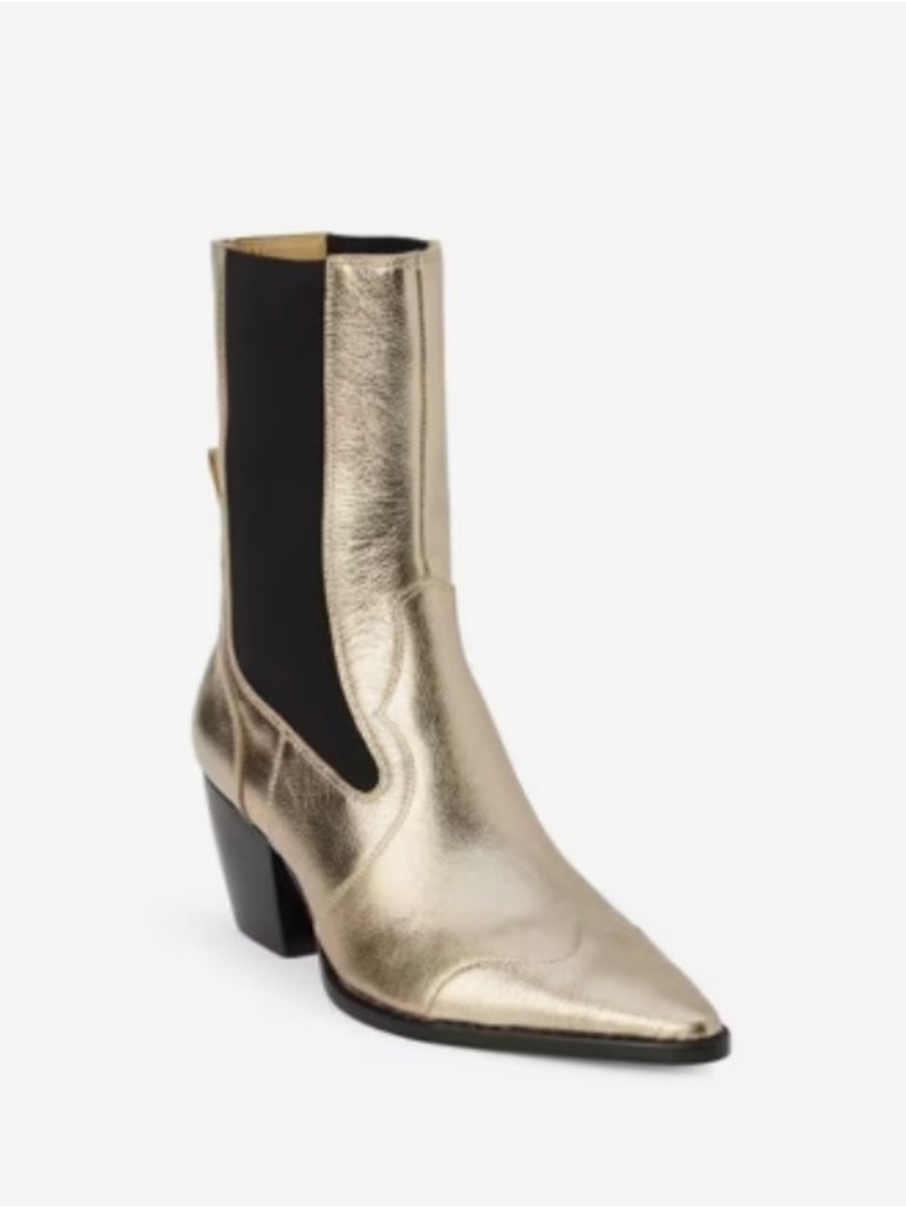 Matisse Keith Gold Metallic Western Booties Pointed Toe Chelsea Ankle Boot 8.5